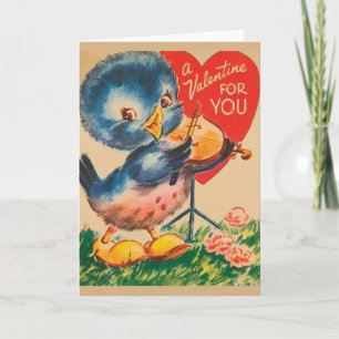 Vintage Violinen-blauer VogelValentine Feiertagskarte
