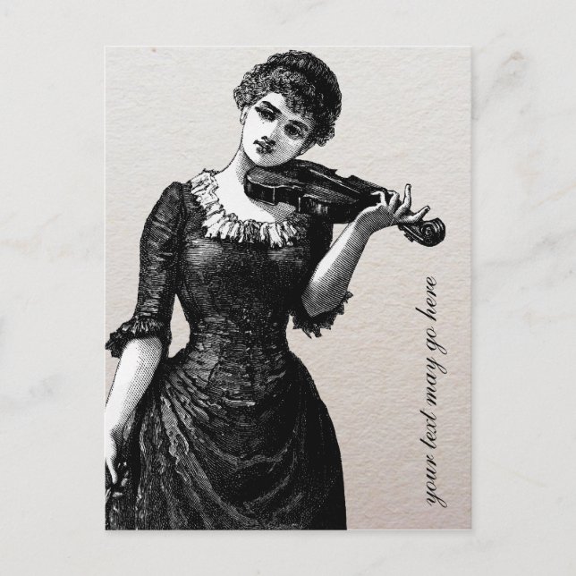 Vintage Violinistin Postkarte (Vorderseite)
