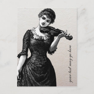 Vintage-Violistin-Postkarte Postkarte