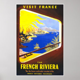 Vintage Visit Frankreich Druck Poster