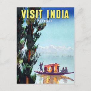Vintage Visit Indien Kashmir Reise Postkarte