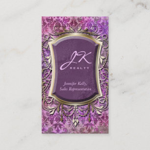 Vintage Visitenkarte Damaskus Rahmen Gold Lila