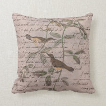 Vintage Vögel auf Zweigen mit Schriftzeichen