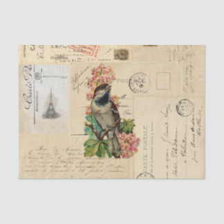Vintage Vogel-Blumen-französisches Seidenpapier