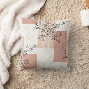 Vintage-Vogel-Blüten-Toile-Streifen (5) Kissen
