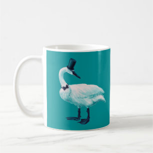 Vintage-Vogel-Chic: Gentleman mit Fliege und Zylin Kaffeetasse