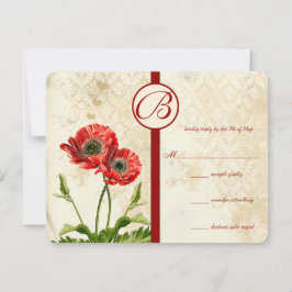 Vintage Vögel Damask Poppy Wedding RSVP