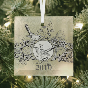 Vintage Vögel Damask Weihnachtsschmuck