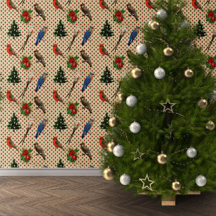 Vintage Vögel für Weihnachten Tapete
