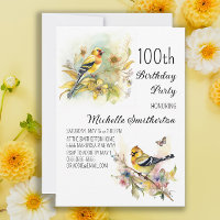 Vintage Vögel Gelbe Goldfinch 100. Geburtstag