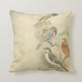 Vintage Vögel getragener Entwurf Kissen