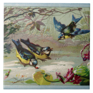 Vintage-Vögel im Schnee Keramikfliese