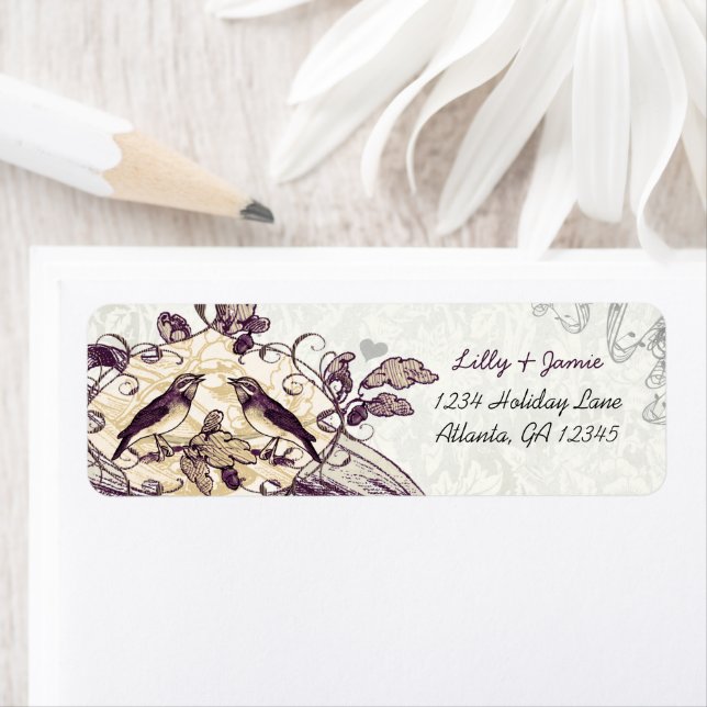 Vintage Vögel, Lila- und Koralleneiche (Insitu)