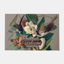 Vintage Vögel mit Magnolia, anpassbarer Türmatte