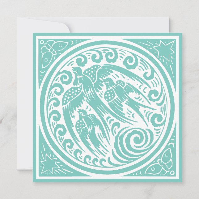 Vintage Vögel mit Schmetterlingen und Sternen (Vorderseite)