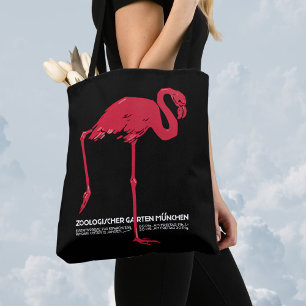 Vintage-Vogel Rosa Flamingo im Zoo München, Deutsc Tasche