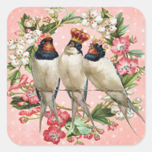 Vintage Vogel-Scheunen-Schwalben-Aufkleber Quadratischer Aufkleber