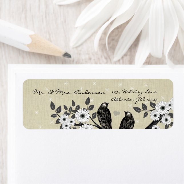 Vintage Vögel Tan Holzkörner mit Sternenadresse (Insitu)