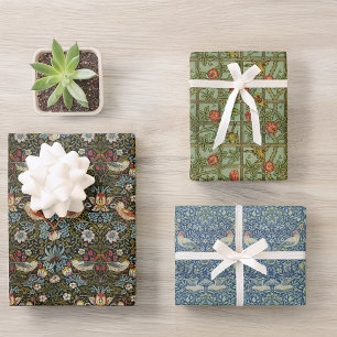 Vintage Vögel und Blumen William Morris Muster Geschenkpapier Set