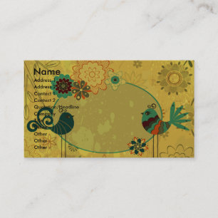 vintage Vögel und florales Design Visitenkarte
