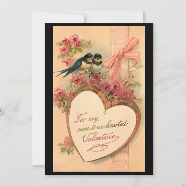 Vintage Vögel - Valentinstag Feiertagskarte (Vorderseite)