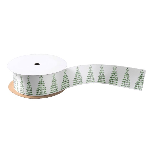 Vintage Vogel-Weihnachtsbäume Satinband (Spule)