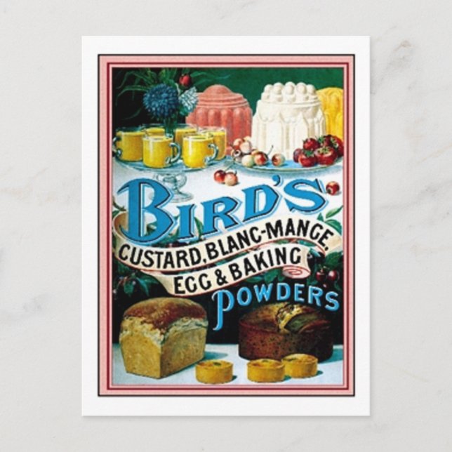 Vintage Vögel - Zoll, Eier und Backwaren Postkarte (Vorderseite)
