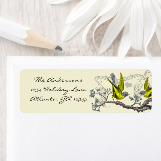 Vintage Vogelarten Gelb- und Grauetiketten (Insitu)