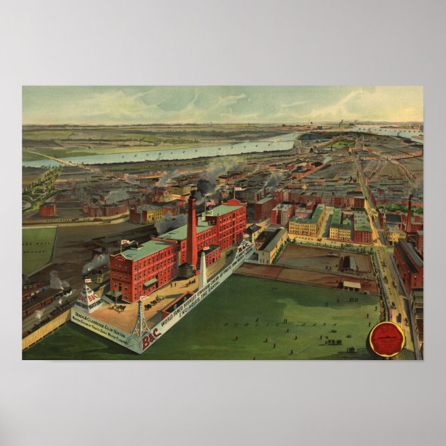 Vintage Vogelaugen Blick auf Boston Circa 1902 Poster (Vorne)