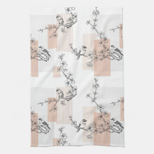 Vintage-Vogelblüten-Toile-Streifen (10) Geschirrtuch