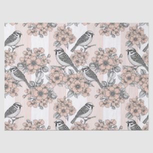Vintage-Vogelblüten-Toile-Streifen (1) Seidenpapier
