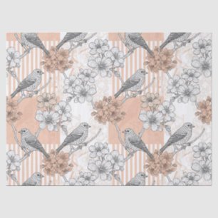 Vintage-Vogelblüten-Toile-Streifen (5) Seidenpapier