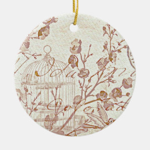 Vintage-Vogelkäfig Keramikornament