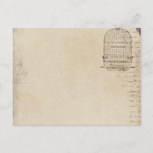 Vintage-Vogelkäfig-Schriftzug Postkarte