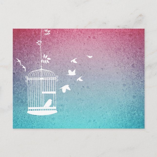 Vintage Vogelkäfige und Vögel Postkarte (Vorderseite)