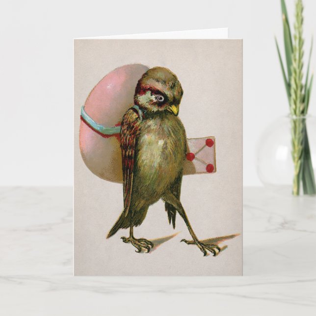 Vintage Vogelkarte Feiertagskarte (Vorderseite)