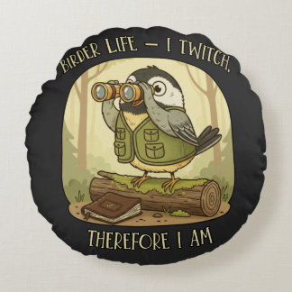 Vintage Vogelleben – Ich zucke, also bin ich Rundes Kissen