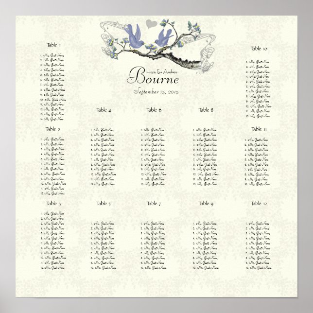 Vintage Vogellevene und gelbe Seetabelle Poster (Vorne)