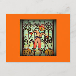 Vintage Vogelscheuche Postkarte