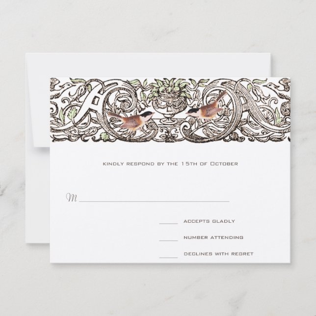 Vintage Vogelschutzbriefe - Rollenkarte RSVP Karte (Vorderseite)