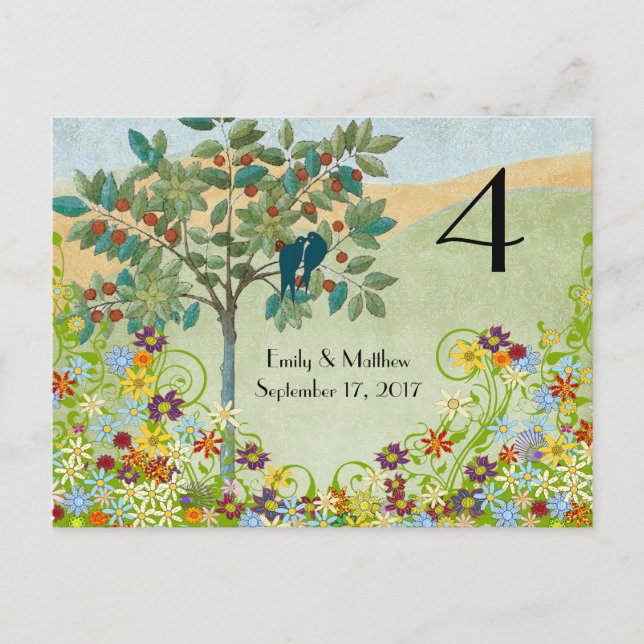 Vintage Vogelschutzkarte Blume Swirt Postkarte (Vorderseite)