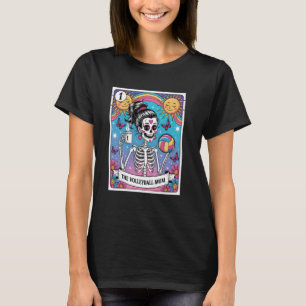 Vintage Volleyball Mama Tarot Card Skelett Mot T-Shirt