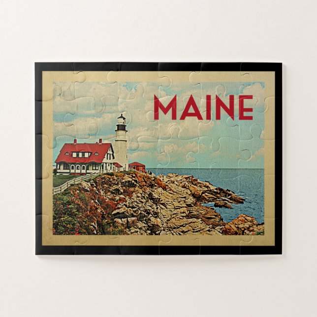 Vintage voyage de puzzle Maine Jigsaw (Horizontal)