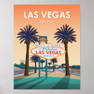 Vintage voyage Sunset Affiche de bienvenue Las Veg