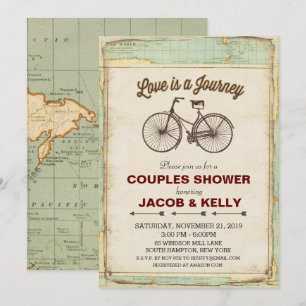 Vintage Voyage Vélo Couples Douche Invitation