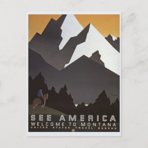 Vintage voyage Voir America, Montana Carte postale