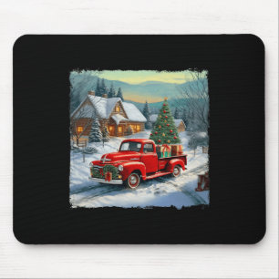 Vintage-Wagen roter LKW Frohe Weihnachten Baum Sch Mousepad