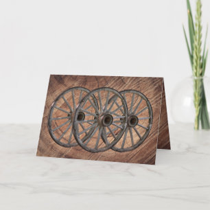 Vintage Wagenradkarte aus Holz