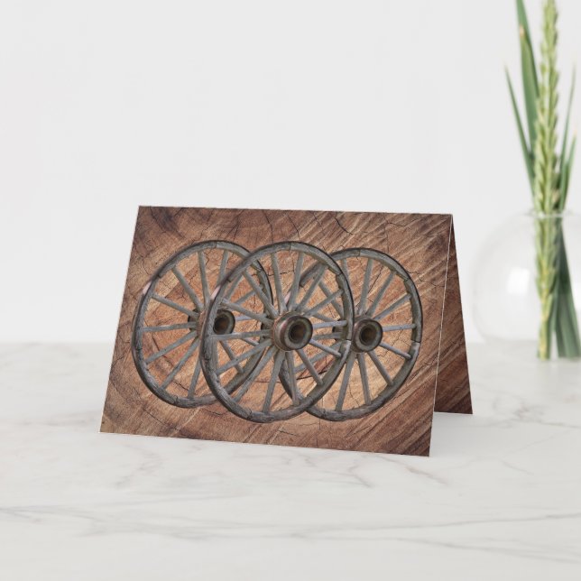 Vintage Wagenradkarte aus Holz (Vorderseite)