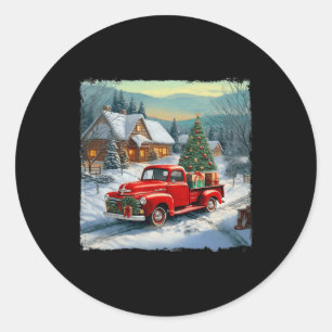 Vintage Wagon roter Lastwagen Frohe Weihnachten Ba Runder Aufkleber